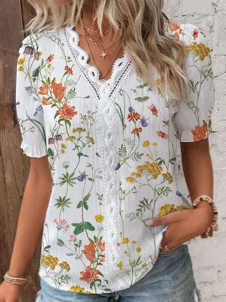2025 Fashion Casual Vacation Shirt Women Summer V Neck Hollow Out Solid Color Blouse Female Elegant Striped Jacquard Casual Tops