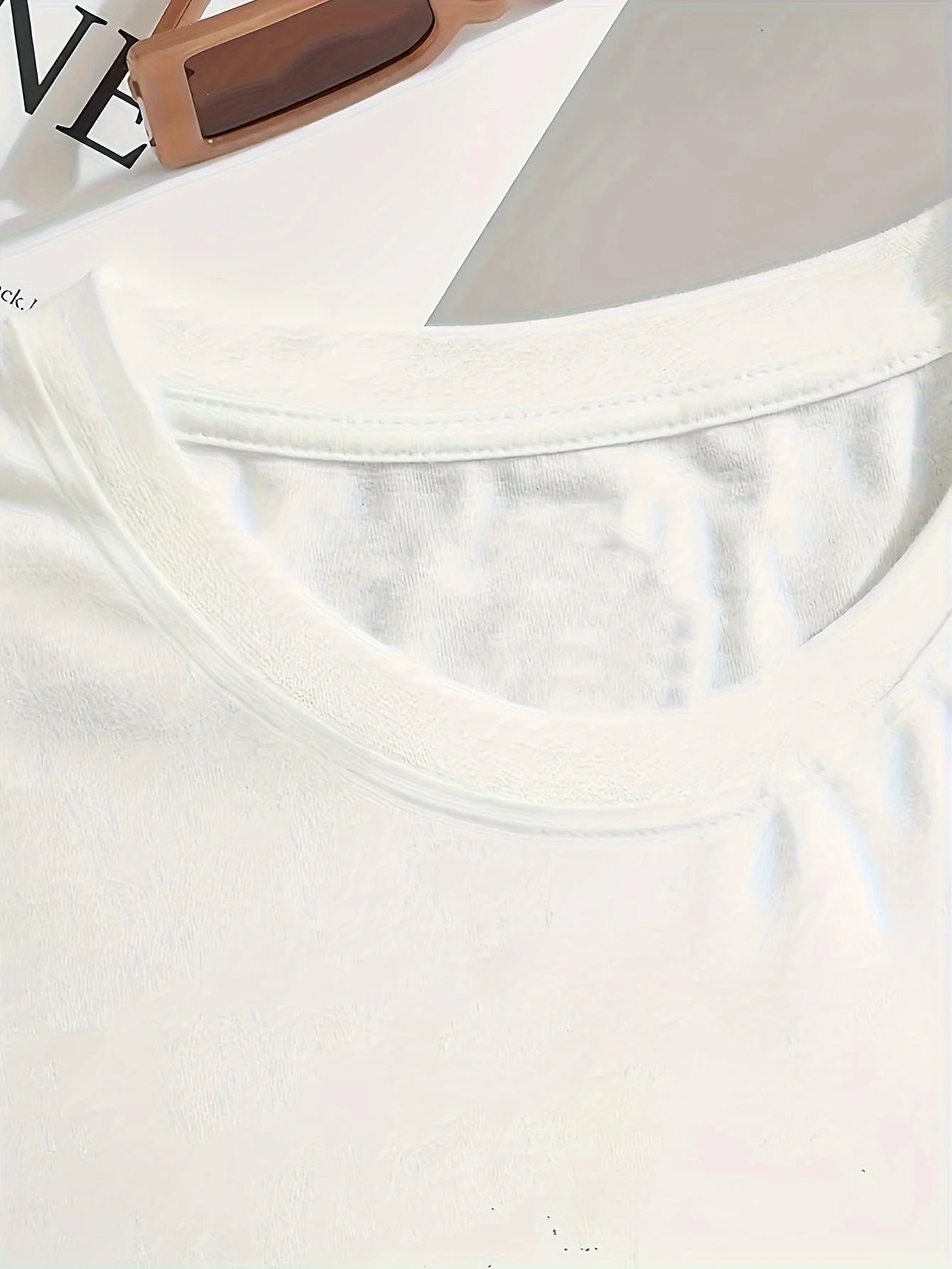 Women's Short-Sleeve Elastic Crew Neck T-Shirt Spring/Summer Casual Fashion Trendy Top Spring Style