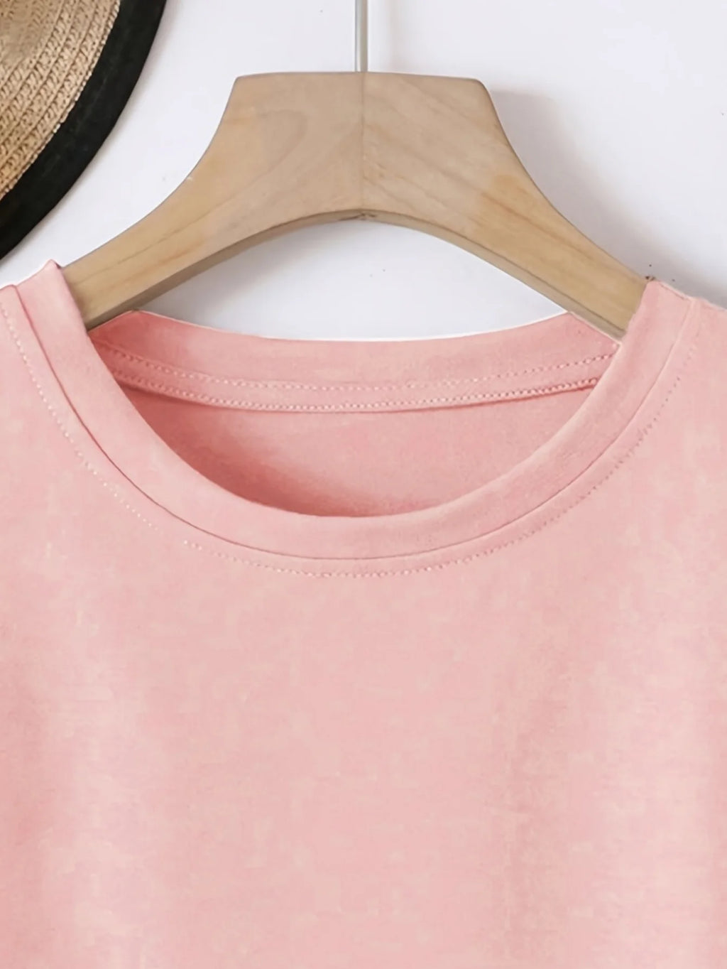 Women's Short-Sleeve Elastic Crew Neck T-Shirt Spring/Summer Casual Fashion Trendy Top Spring Style