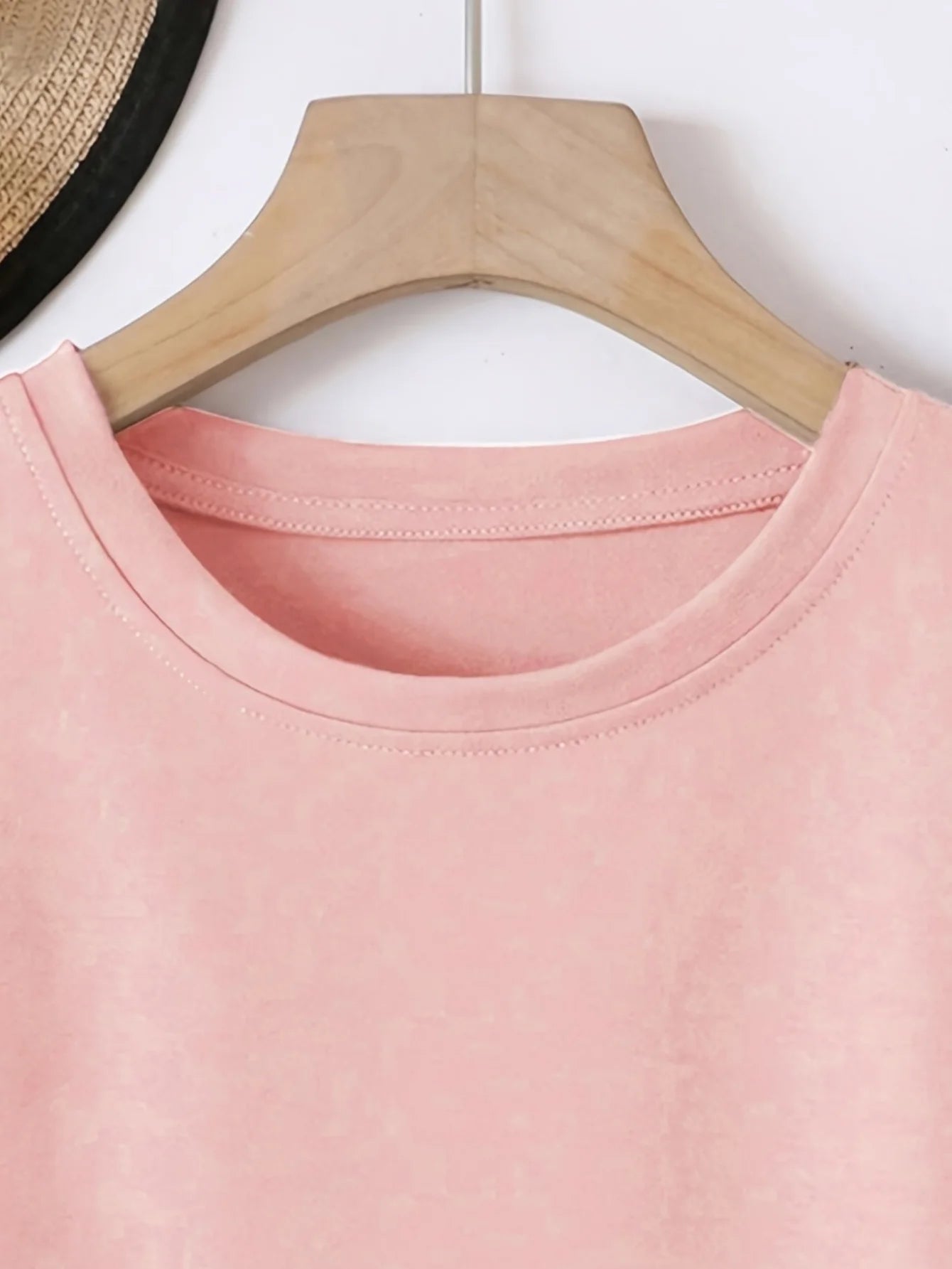 Women's Short-Sleeve Elastic Crew Neck T-Shirt Spring/Summer Casual Fashion Trendy Top Spring Style